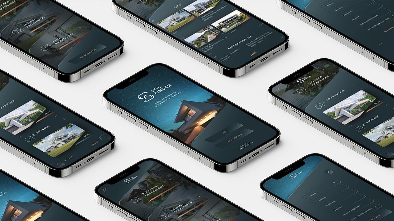 avantecture stilfinder verschiedene handyscreens nebeneinander - mockup